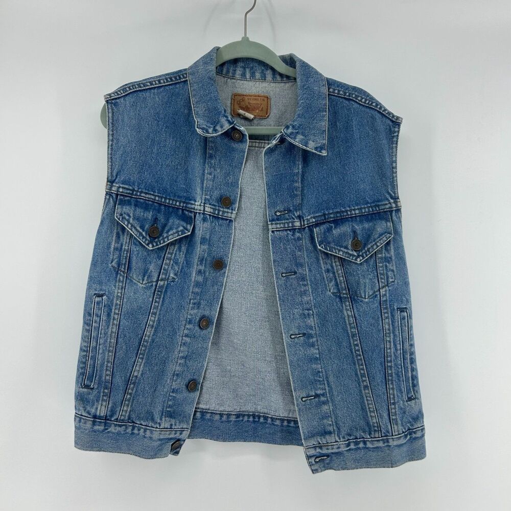 Vintage Gap Pioneer Denim Button Up Vest Men’s 42 Blue Jean Jacket 80's USA